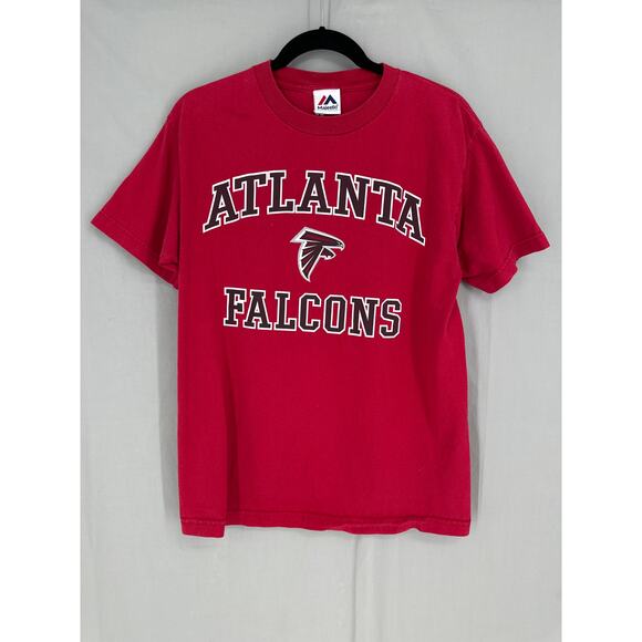 Vintage Majestic Atlanta Falcons Shirt Mens Medium Red NFL Football Georgia Tee - Picture 1 of 7